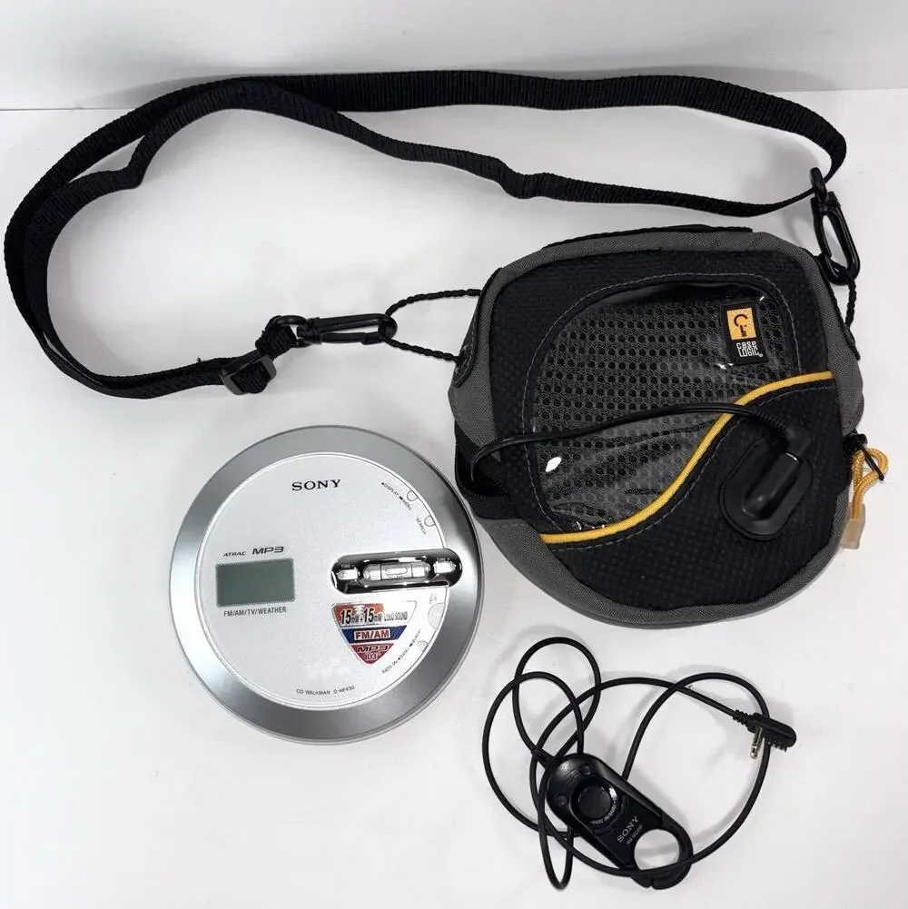 SONY WALKMAN PORTABLE CD PLAYER RADIO Weather ATRAC MP3 Case Tested Works Great!